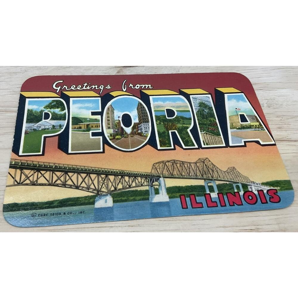 Vintage Peoria Illinois Curt Teich Linen Postcard Divided Back 5.5x3.5 In